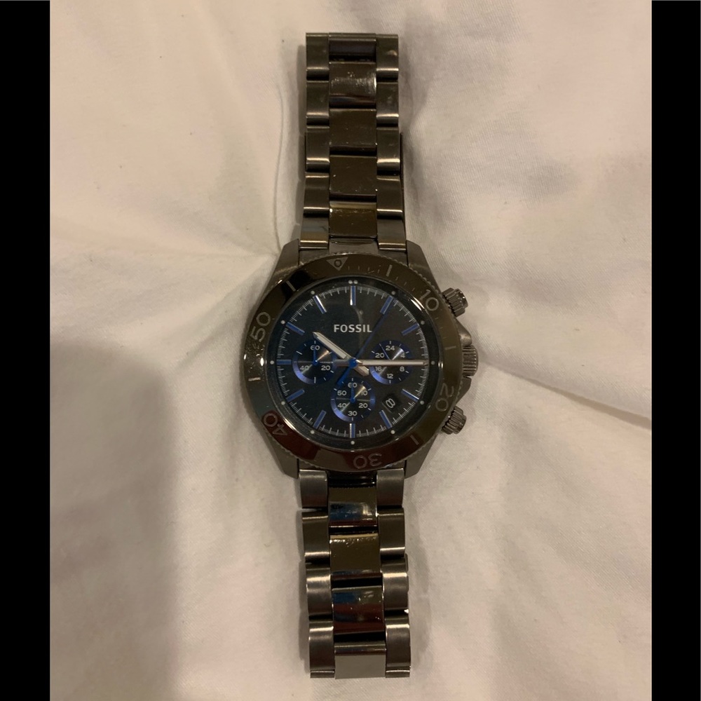 Fossil smoke tone stainless steel watch